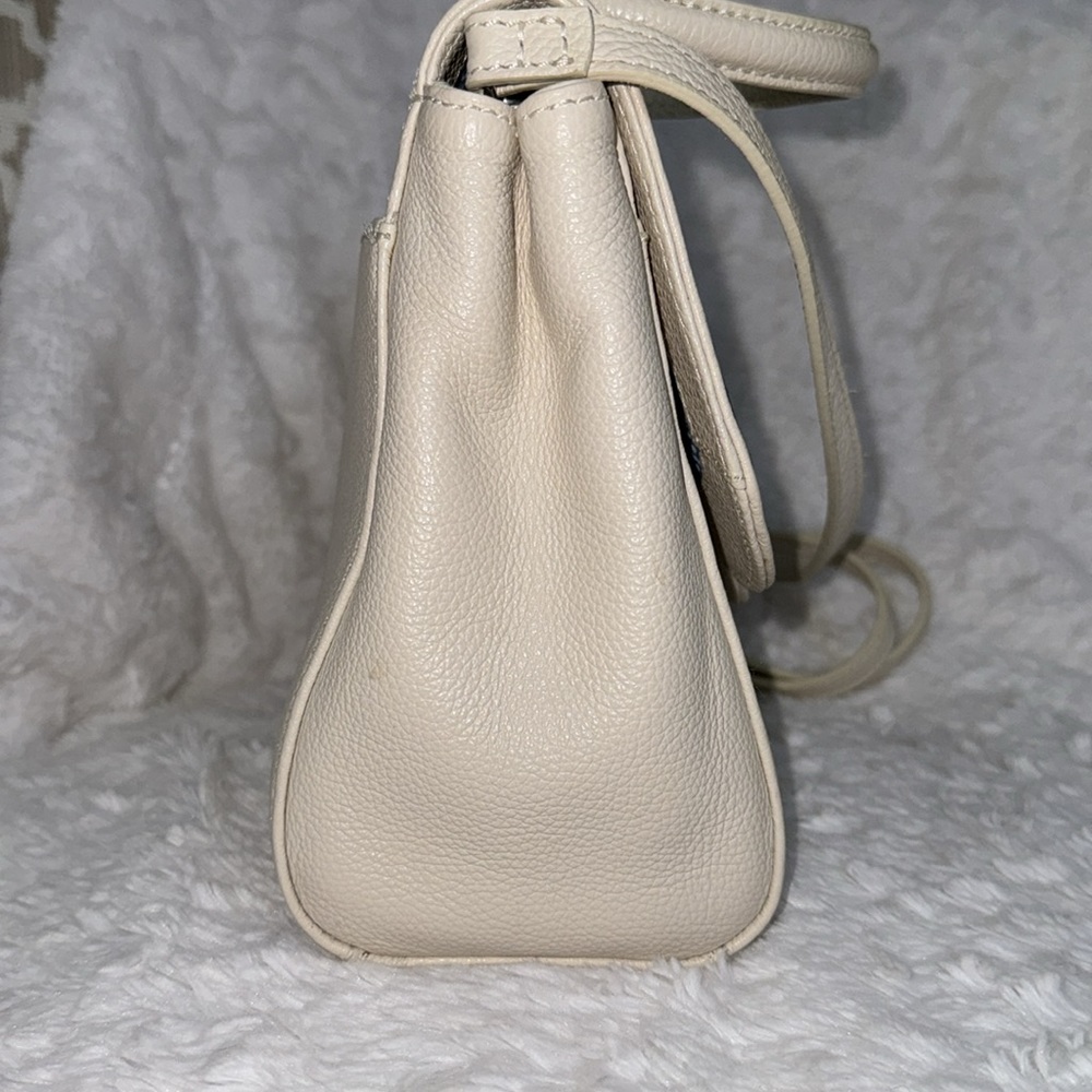 Brighton “MEENA” Cream Blue Jewel Leather Top-Handle Leather Crossbody P… - Picture 7 of 12